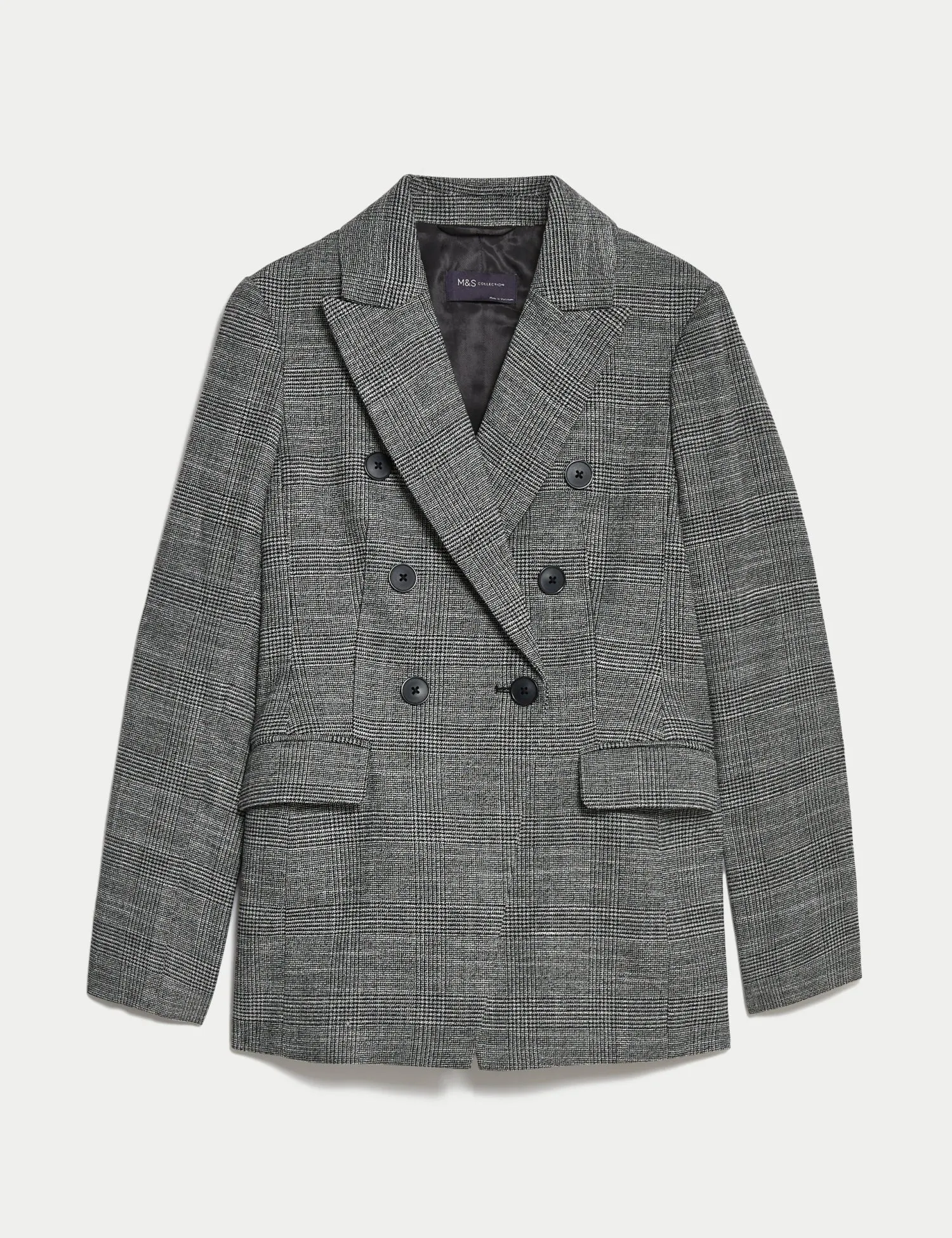 Tailored Checked Double Breasted Blazer