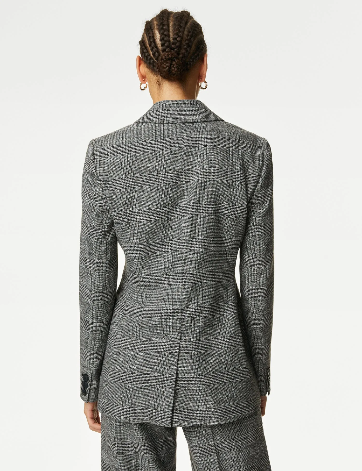 Tailored Checked Double Breasted Blazer