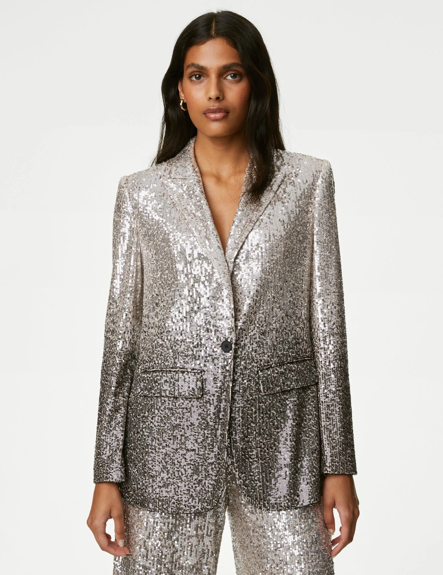 Tailored Sequin Single Breasted Blazer