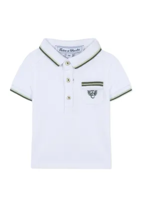 TAR White Pique Baby Polo with Laurel Green Trim