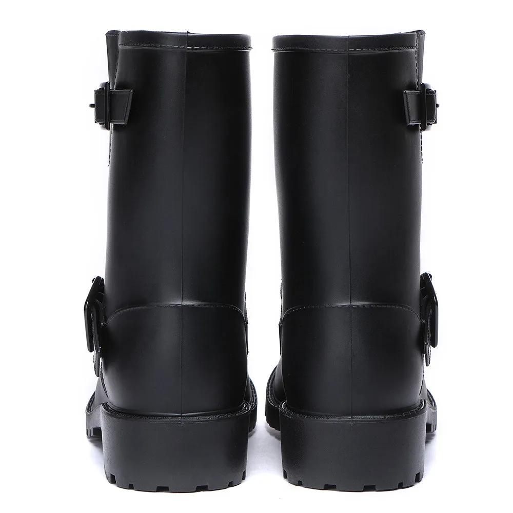 TARRAMARRA Black Rainboots, Gumboots Women Mid Calf With Wool Insole #TA4049