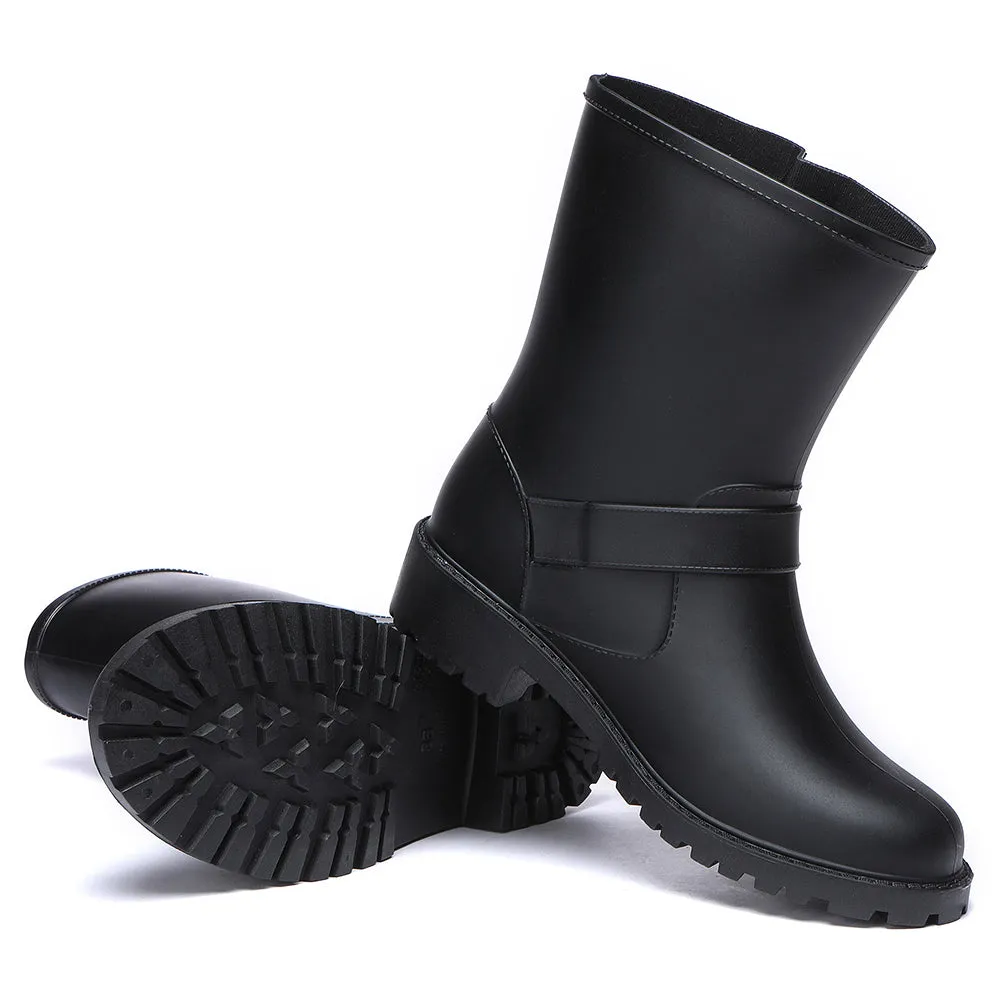 TARRAMARRA Black Rainboots, Gumboots Women Mid Calf With Wool Insole #TA4049