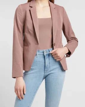 Textured Notch Collar One Button Blazer In Rust