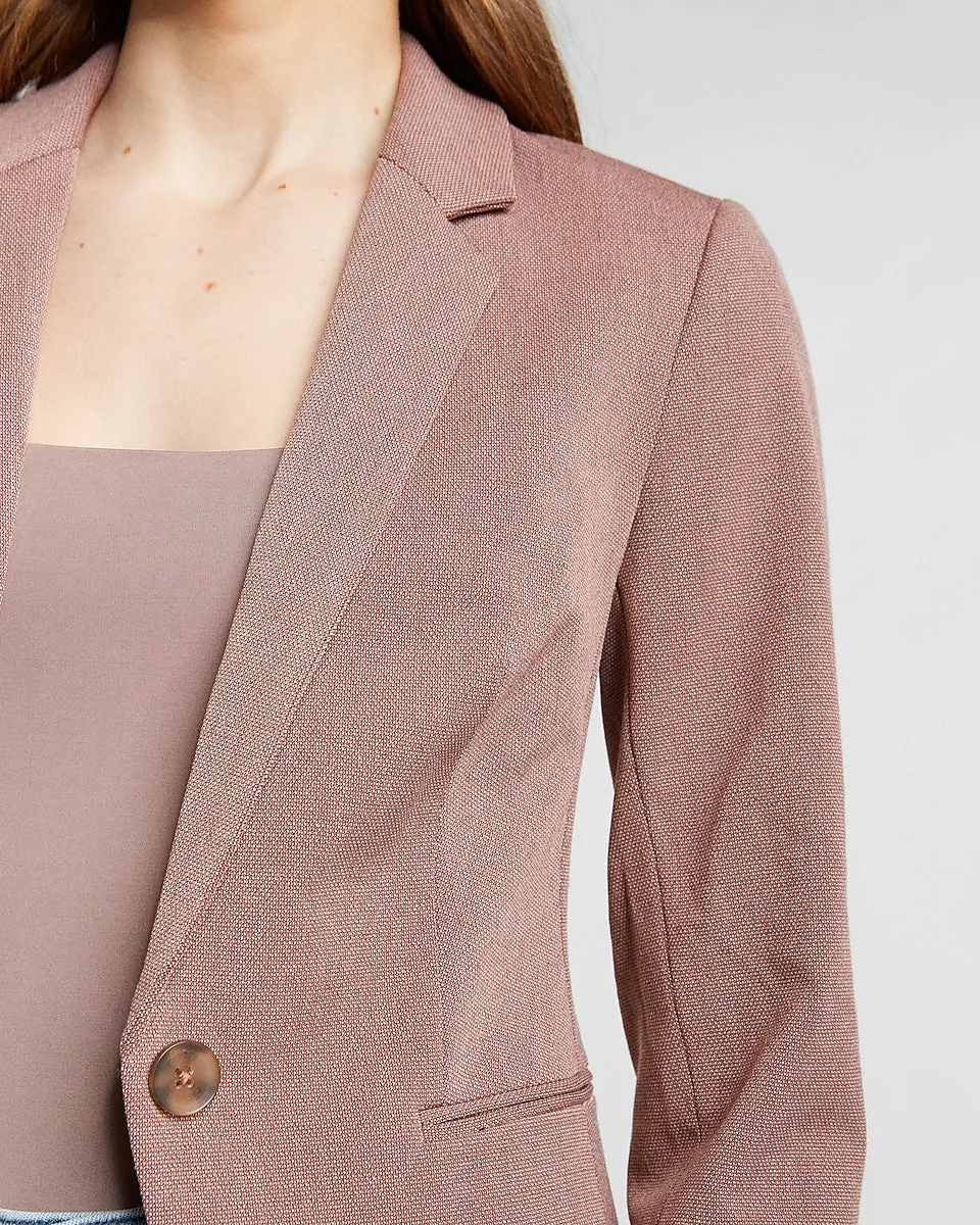 Textured Notch Collar One Button Blazer In Rust