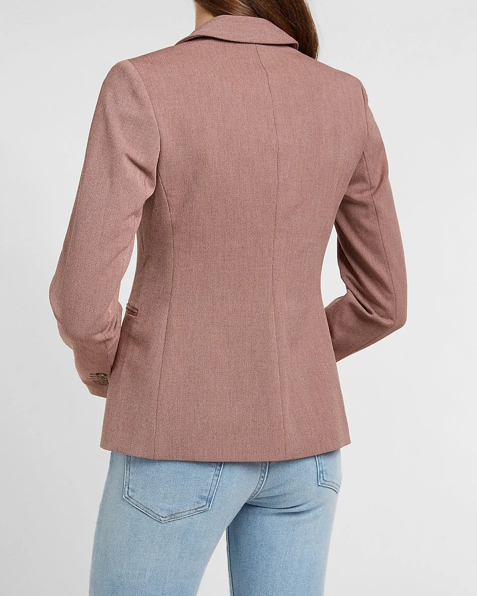 Textured Notch Collar One Button Blazer In Rust