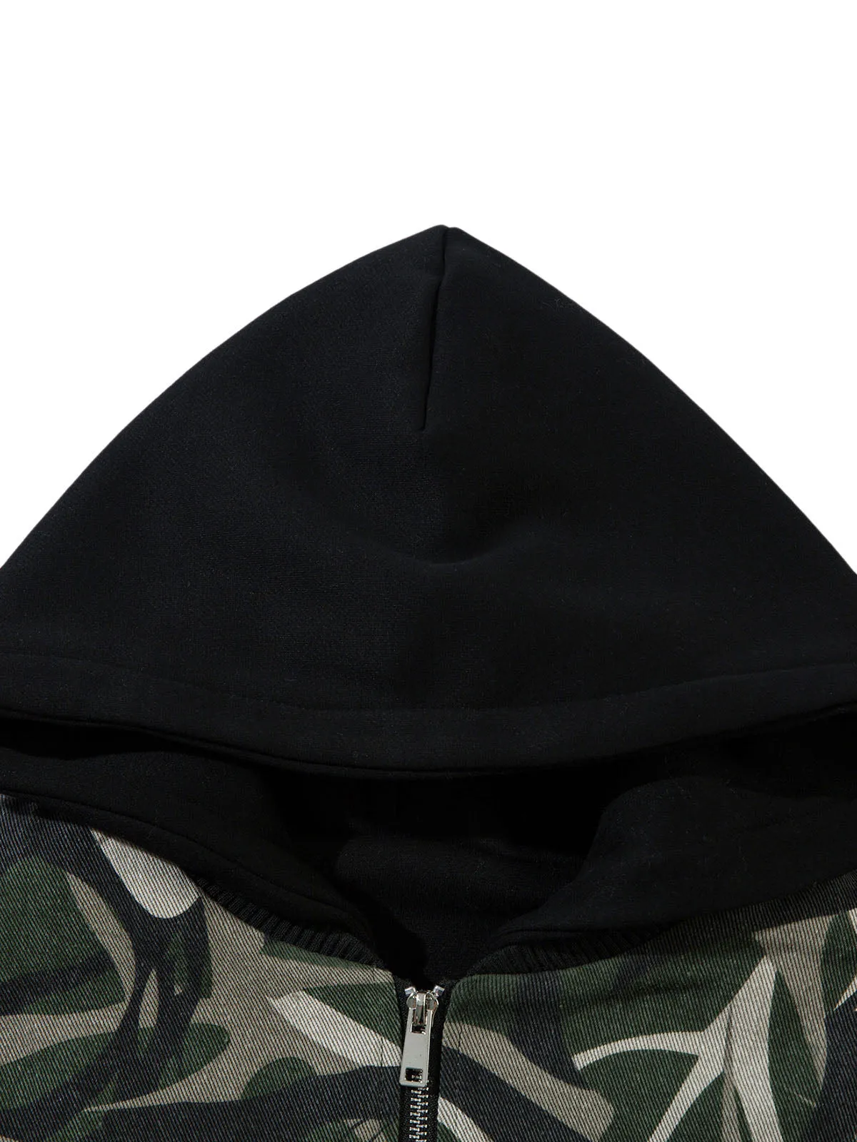 Thesupermade  Camouflage Faux Two-piece Hooded Fleece Jacket Tracksuit