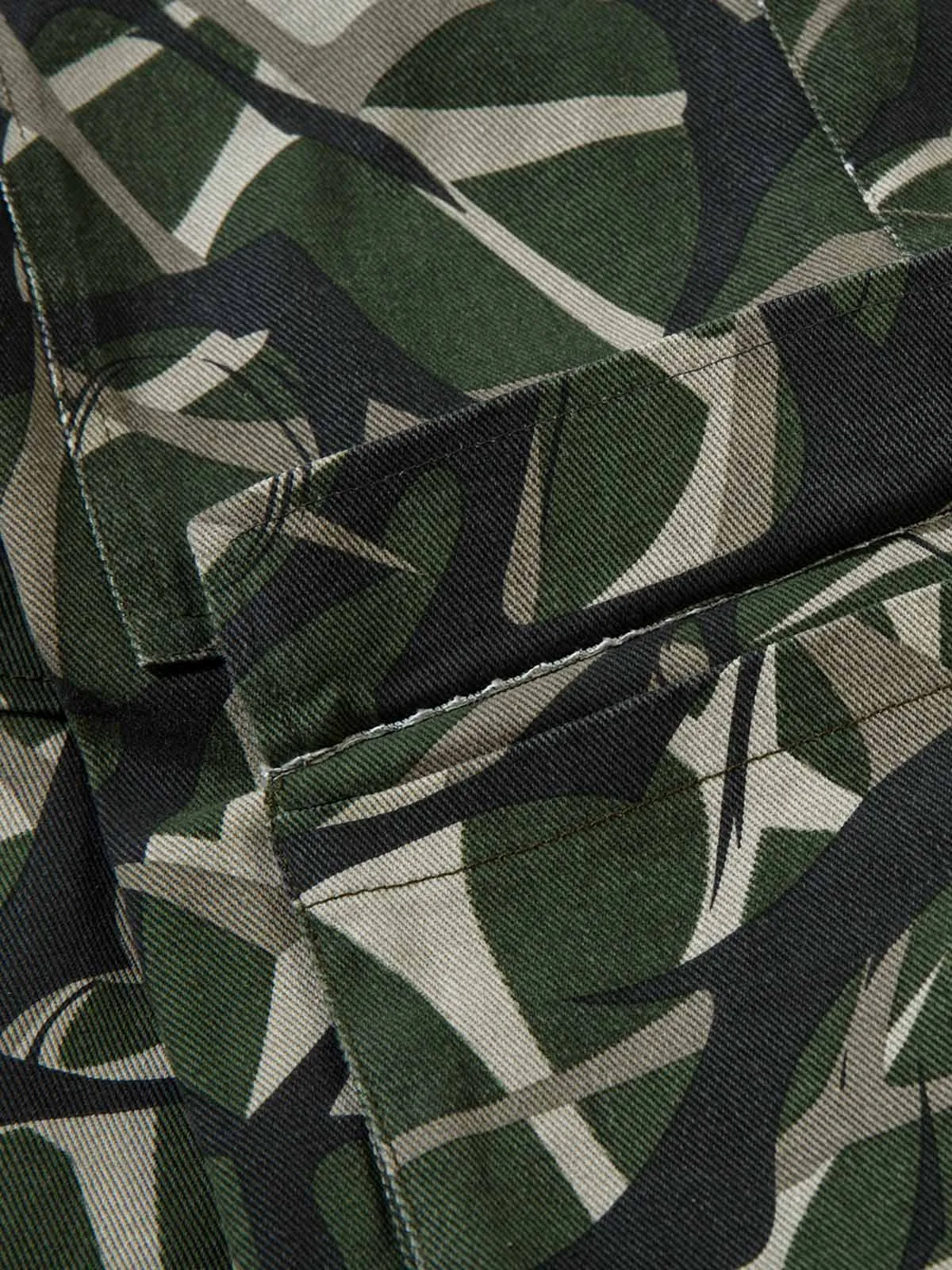 Thesupermade  Camouflage Faux Two-piece Hooded Fleece Jacket Tracksuit