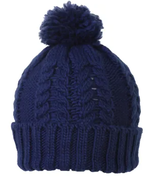 TopHeadwear Crochet Knit Pom Cuff Beanie, Ice Cobalt