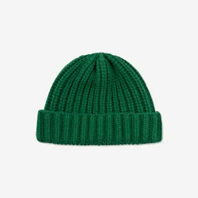 Trip Chunky Wool Rib Knit Beanie - Green