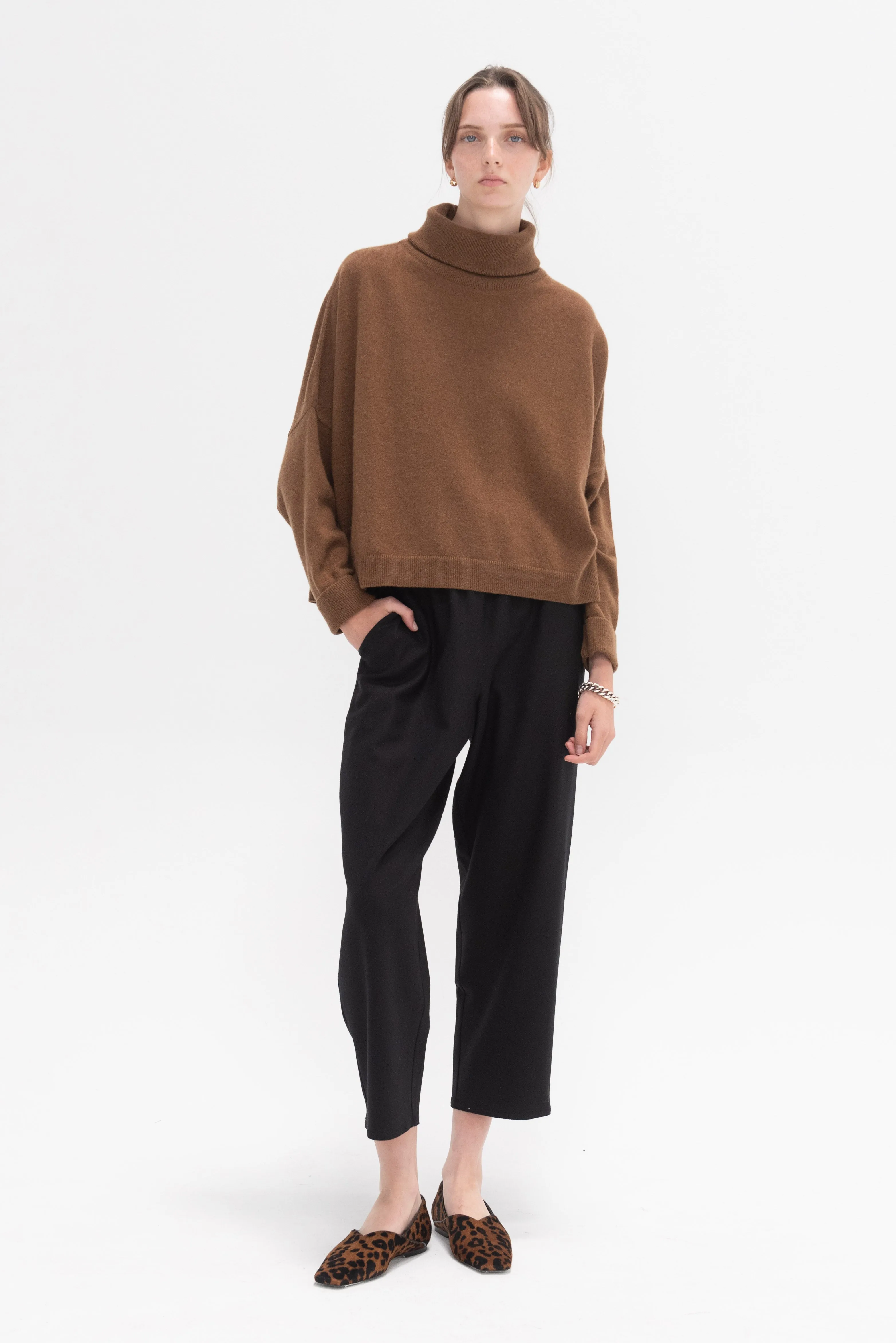 Turtleneck Chunky Sweater, Light Brown