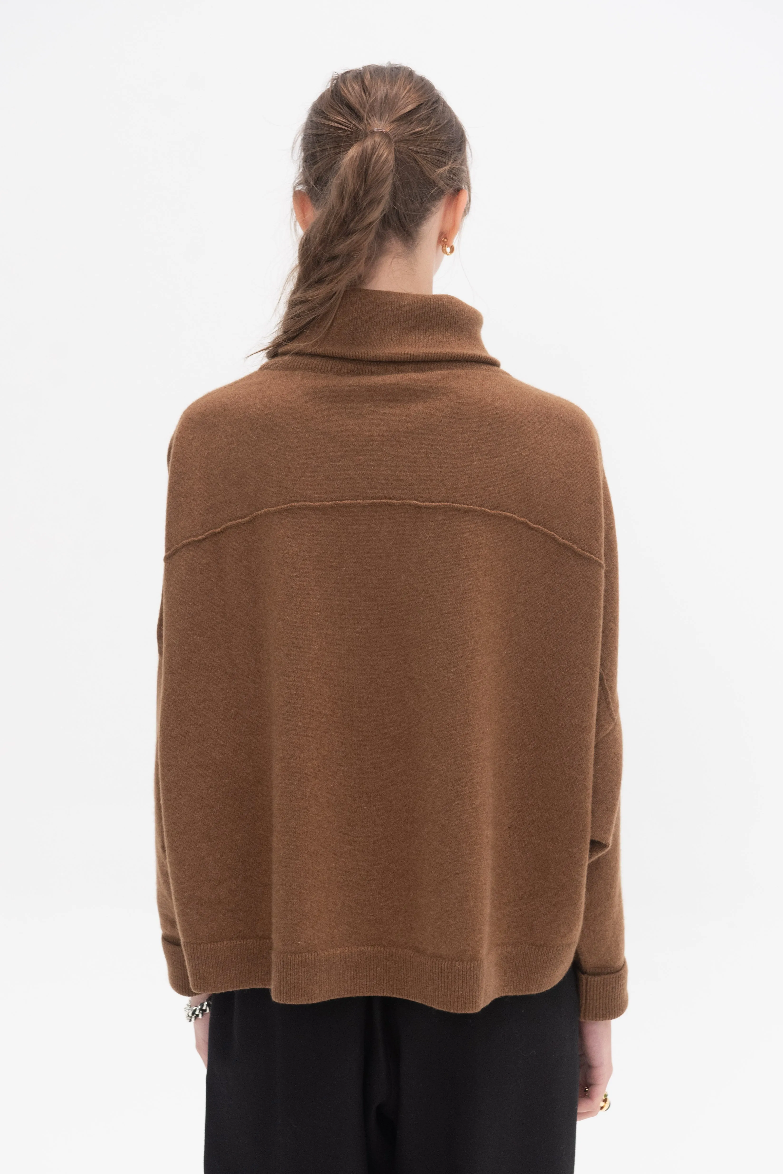 Turtleneck Chunky Sweater, Light Brown