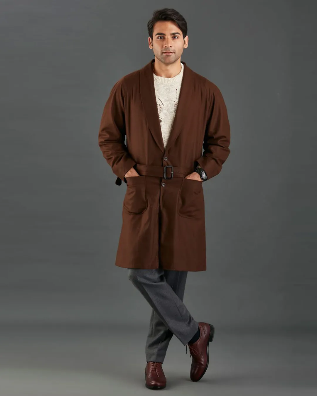 VBC Coffee Brown Flannel Over Coat