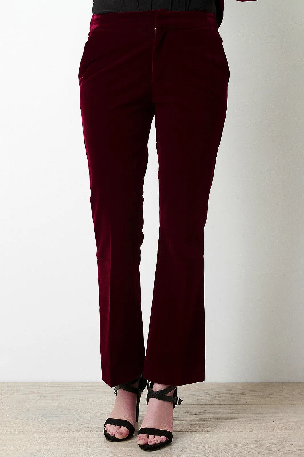 Velvet Flare Cut High Waist Pants