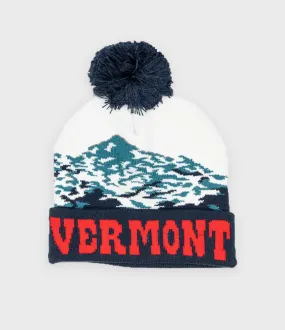 Vermont Pom Knit Beanie - Red