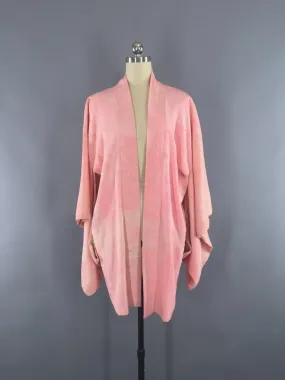 Vintage 1920s Vintage Silk Haori Kimono Cardigan / Cotton Candy Pink