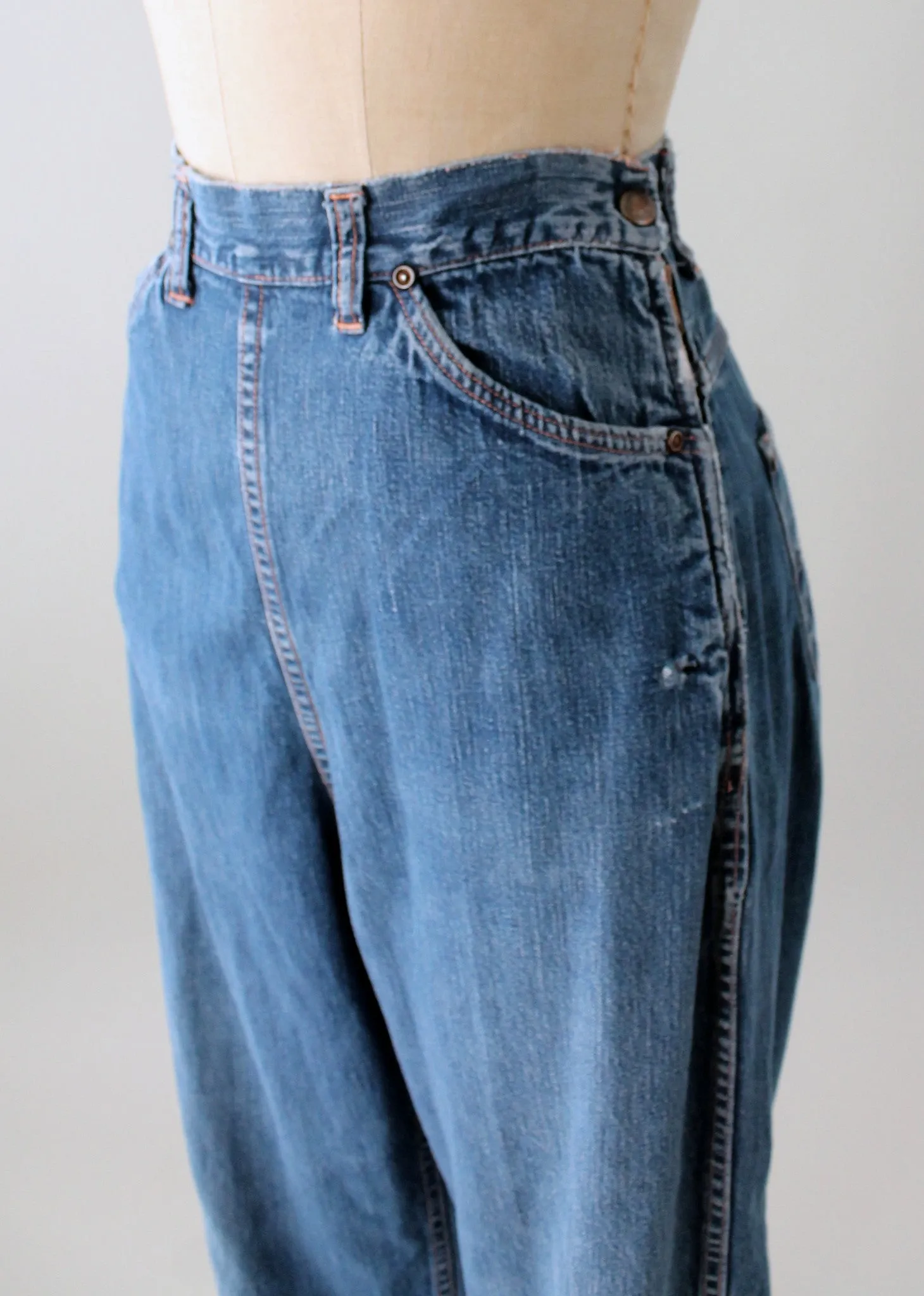 Vintage 1950s Distressed Denim Jeans