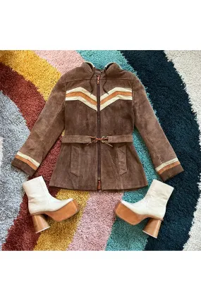 Vintage 70’s Supergraphic Stripe Suede Coat - Approx Size XS or S