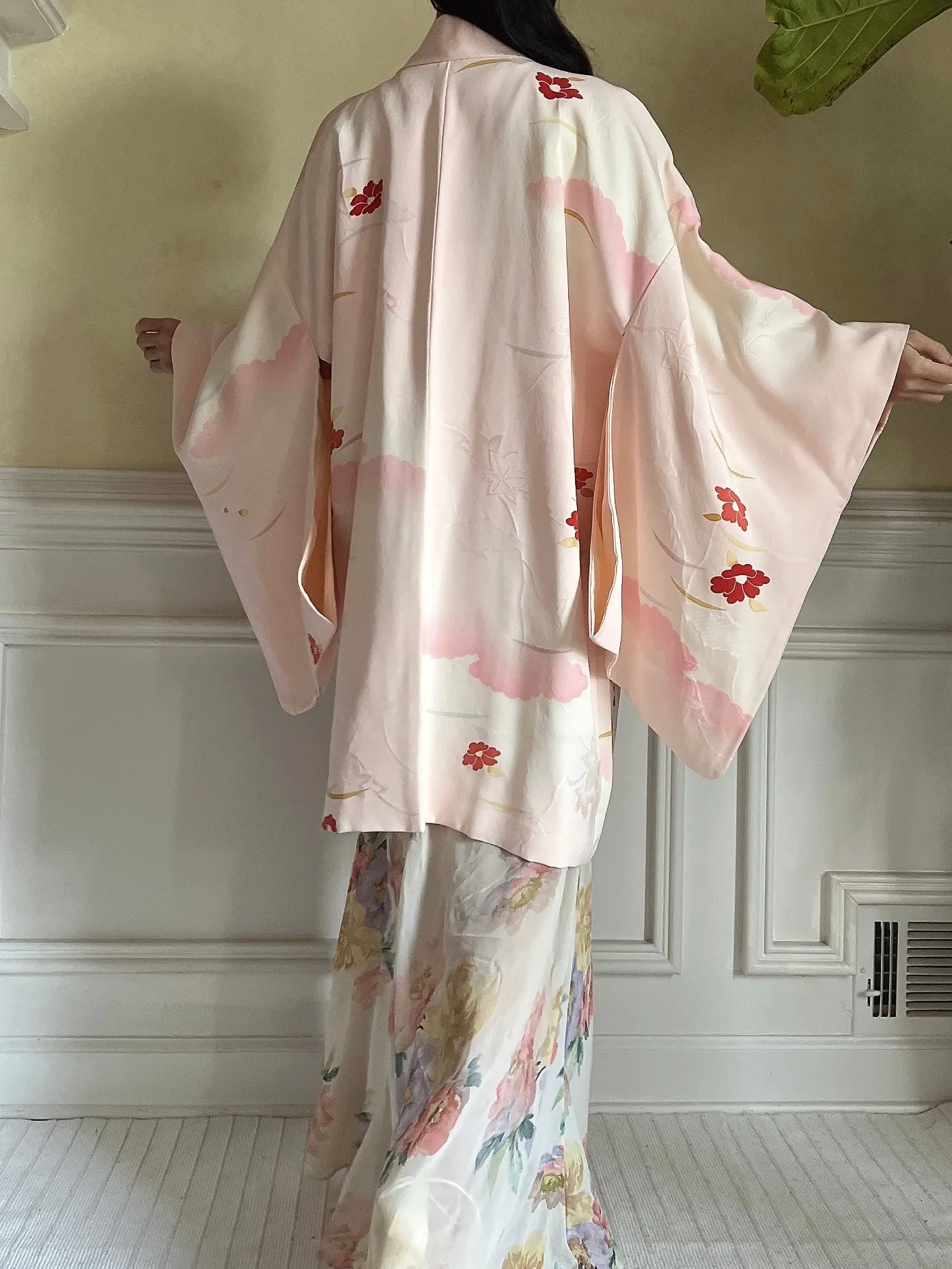 Vintage Pink Silk Kimono Jacket - OSFM