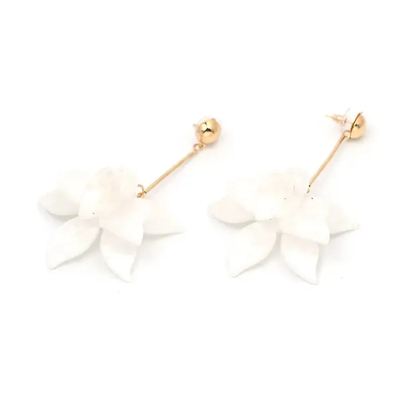 White Flower Drop Earrings