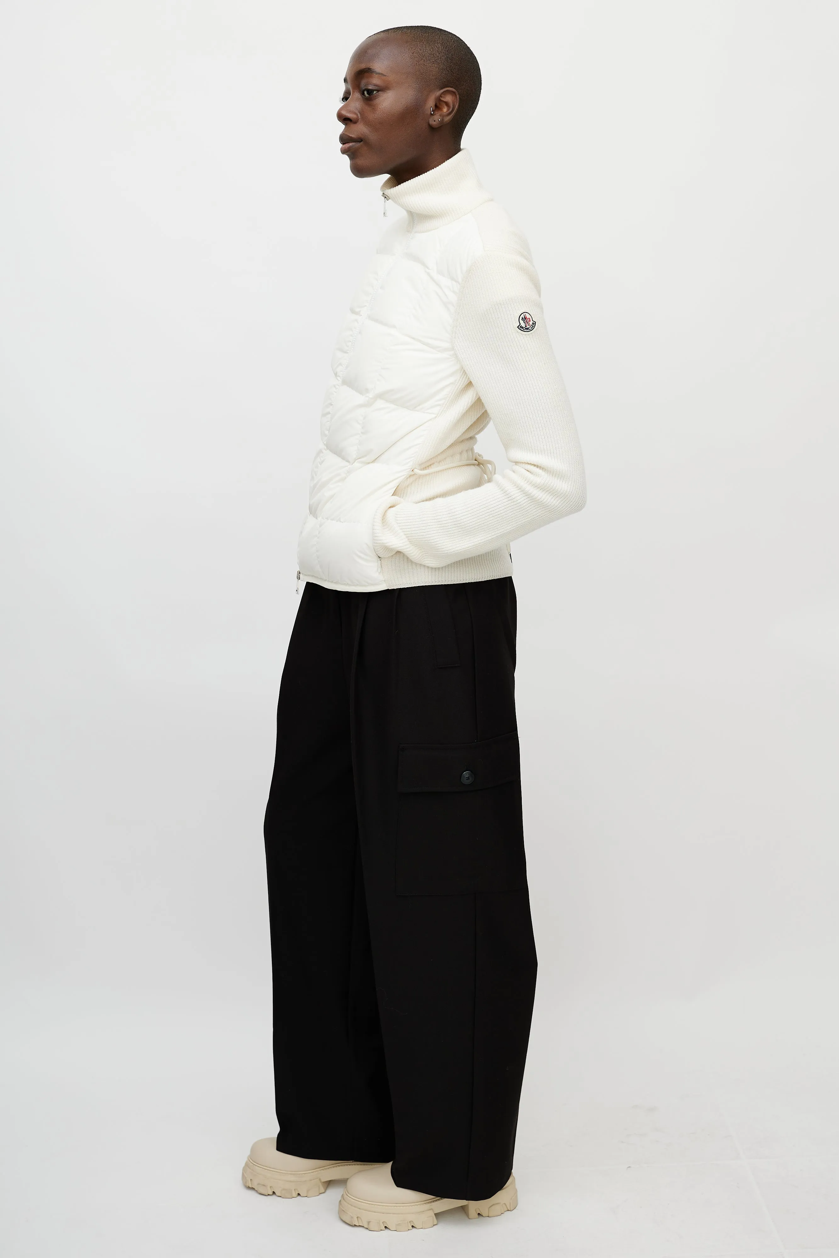 White Nylon & Wool Puffer Jacket