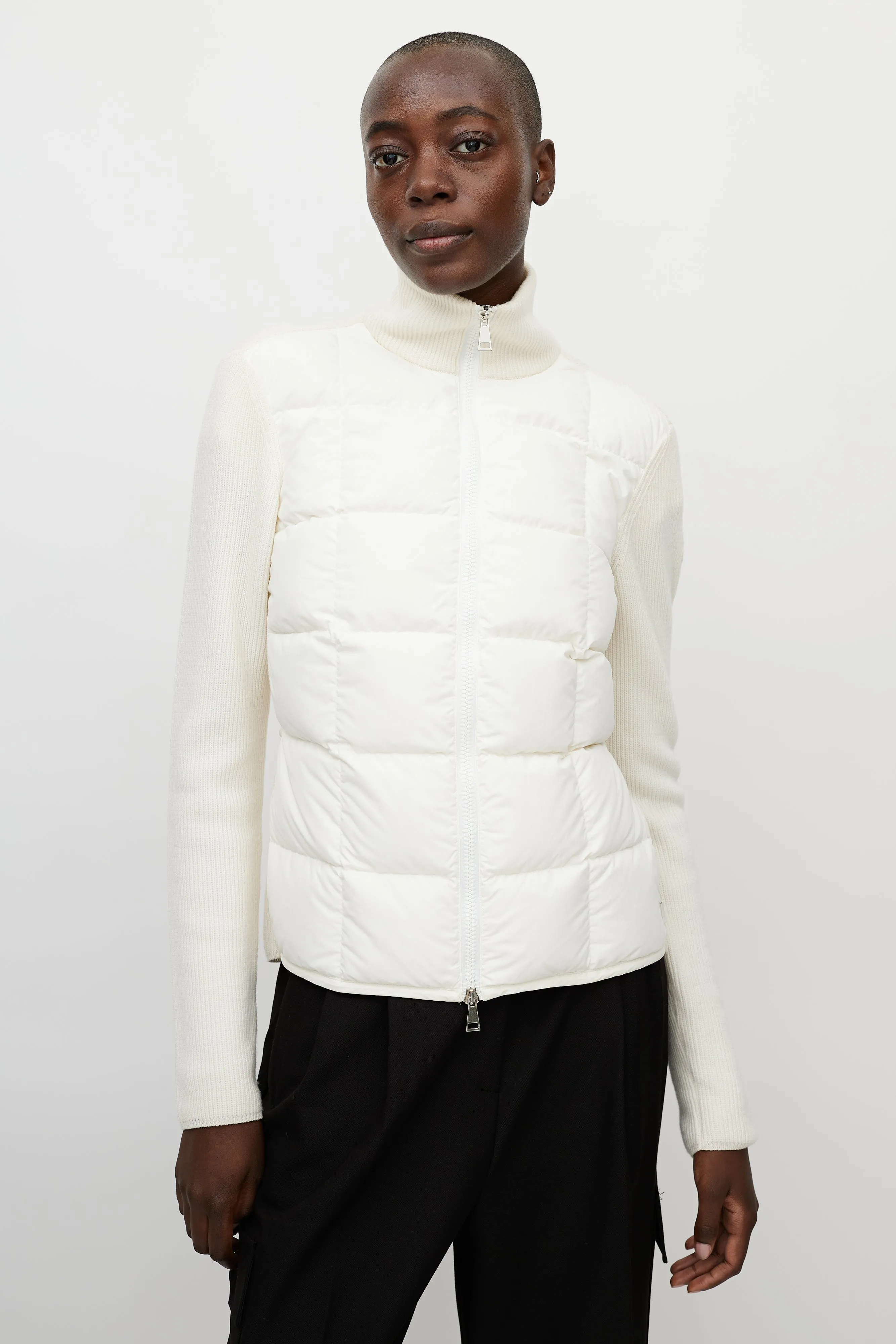 White Nylon & Wool Puffer Jacket