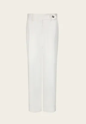 White Straight-Leg Ankle-Length Pants