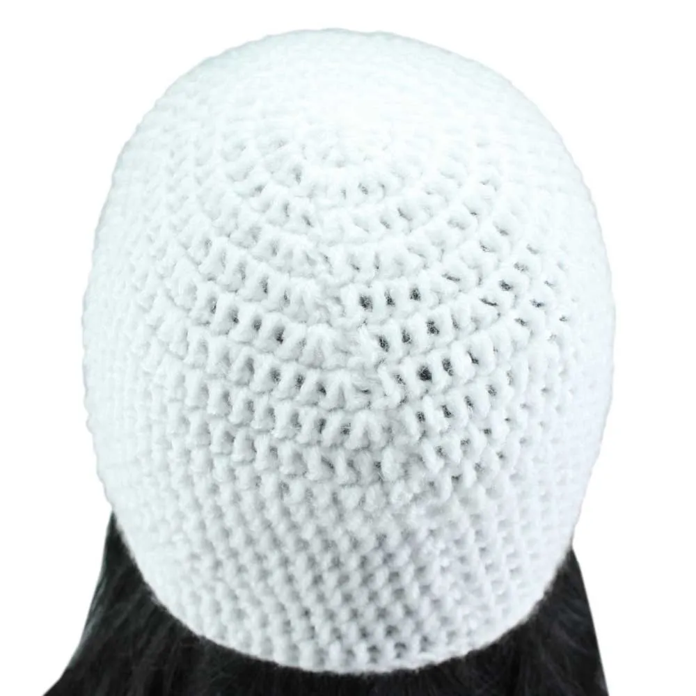 Winter White Crochet Beanie Hat Medium/Large - JMCH12