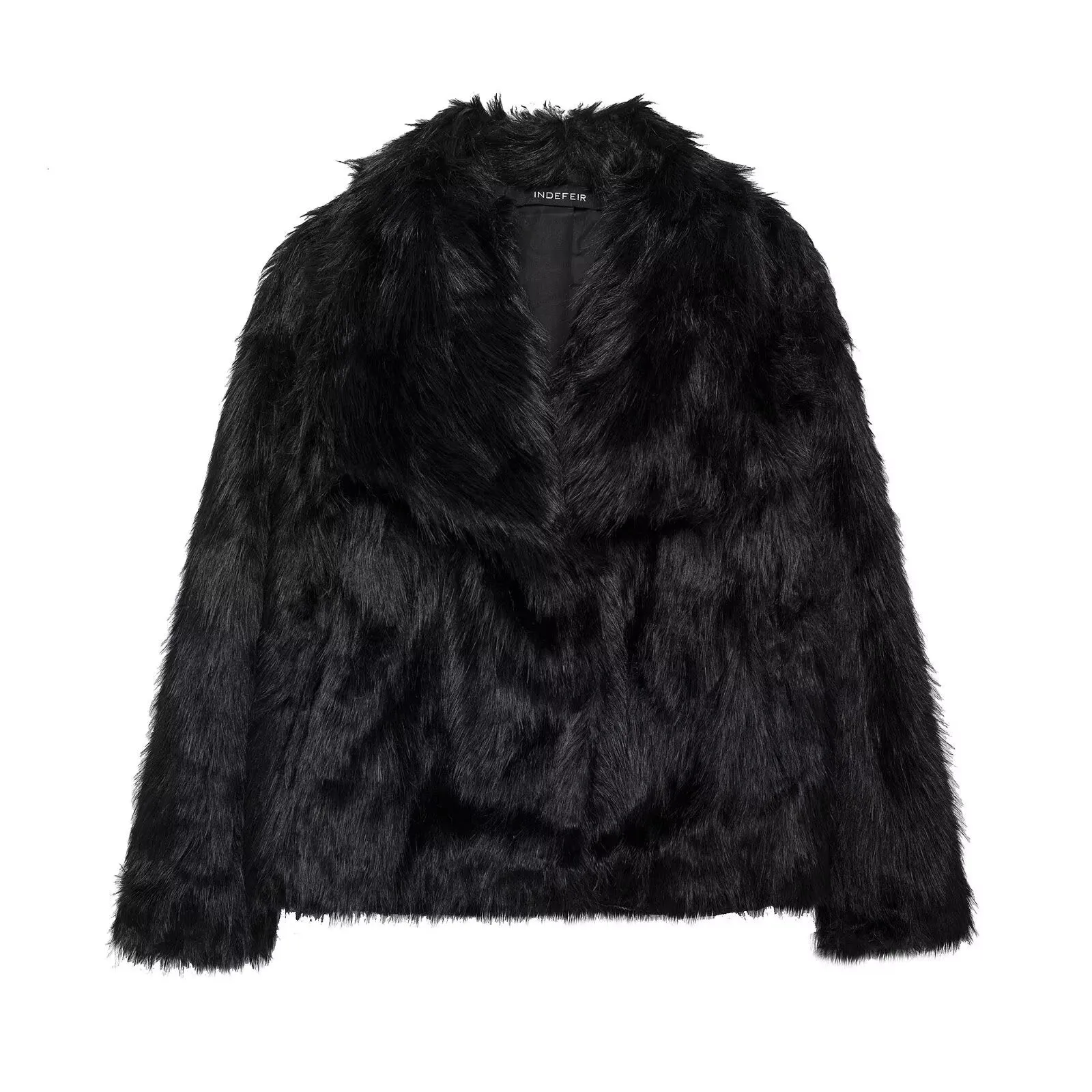 Women Collared Artificial Fur Short Coat Coat