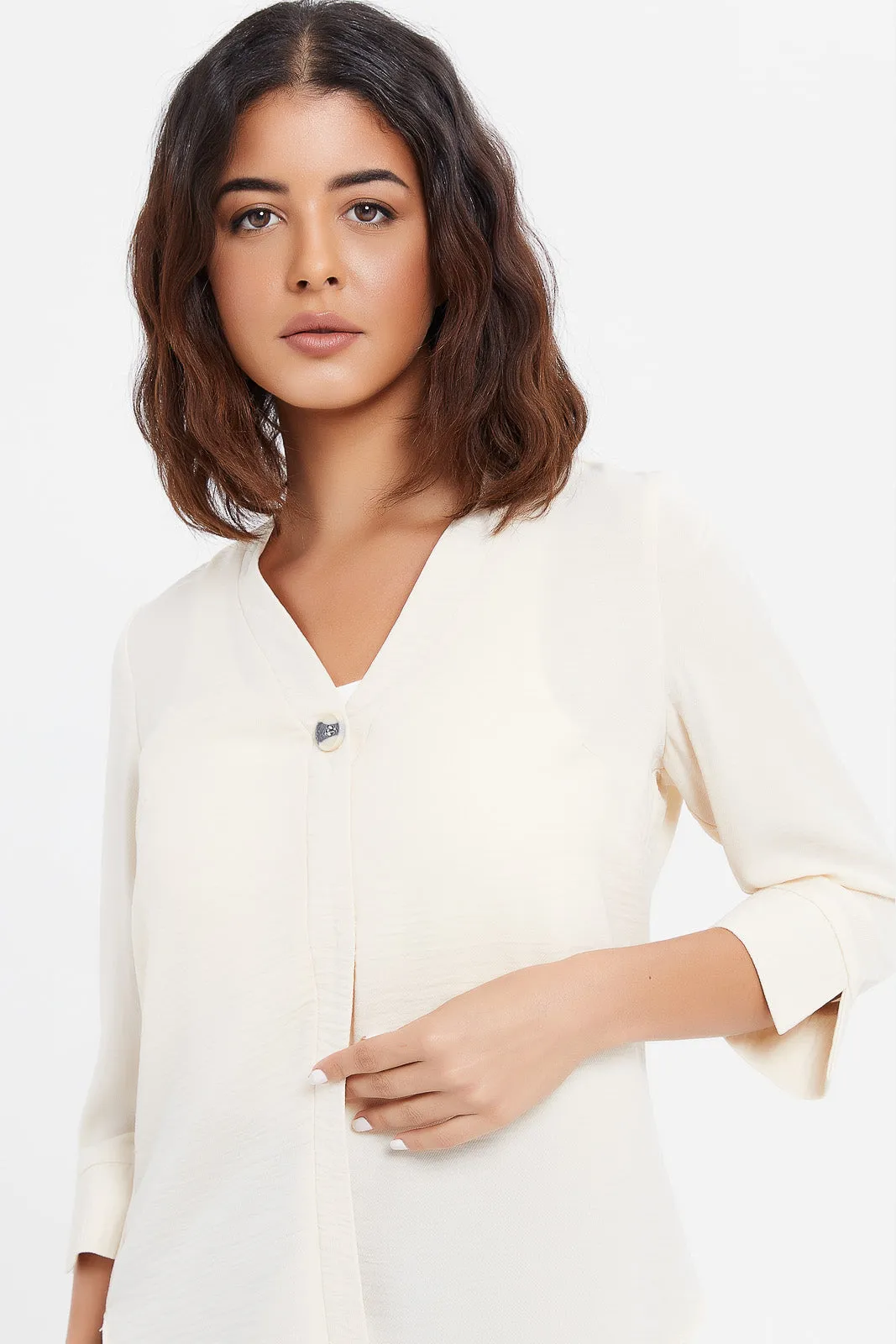 Women Ivory Front Button Blouse