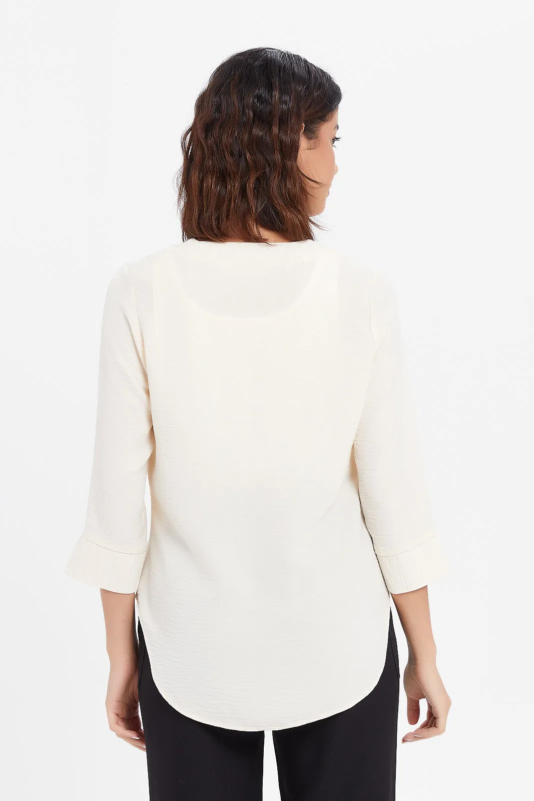 Women Ivory Front Button Blouse