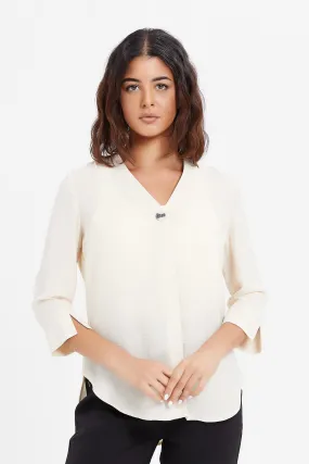 Women Ivory Front Button Blouse