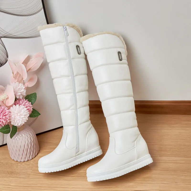 Women Snow Boots Winter Knee High Plush Lined Shoes