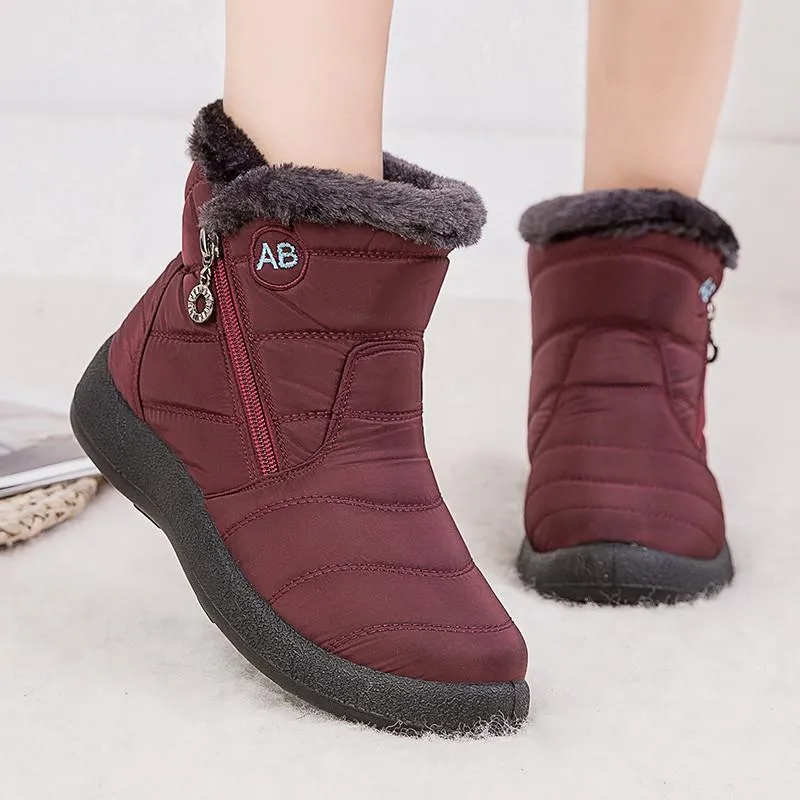 Women Winter Snow Boots Ankle Short Boots Slip On Waterproof Outdoor Women Ankle Boots Fur Lined Warm Shoes