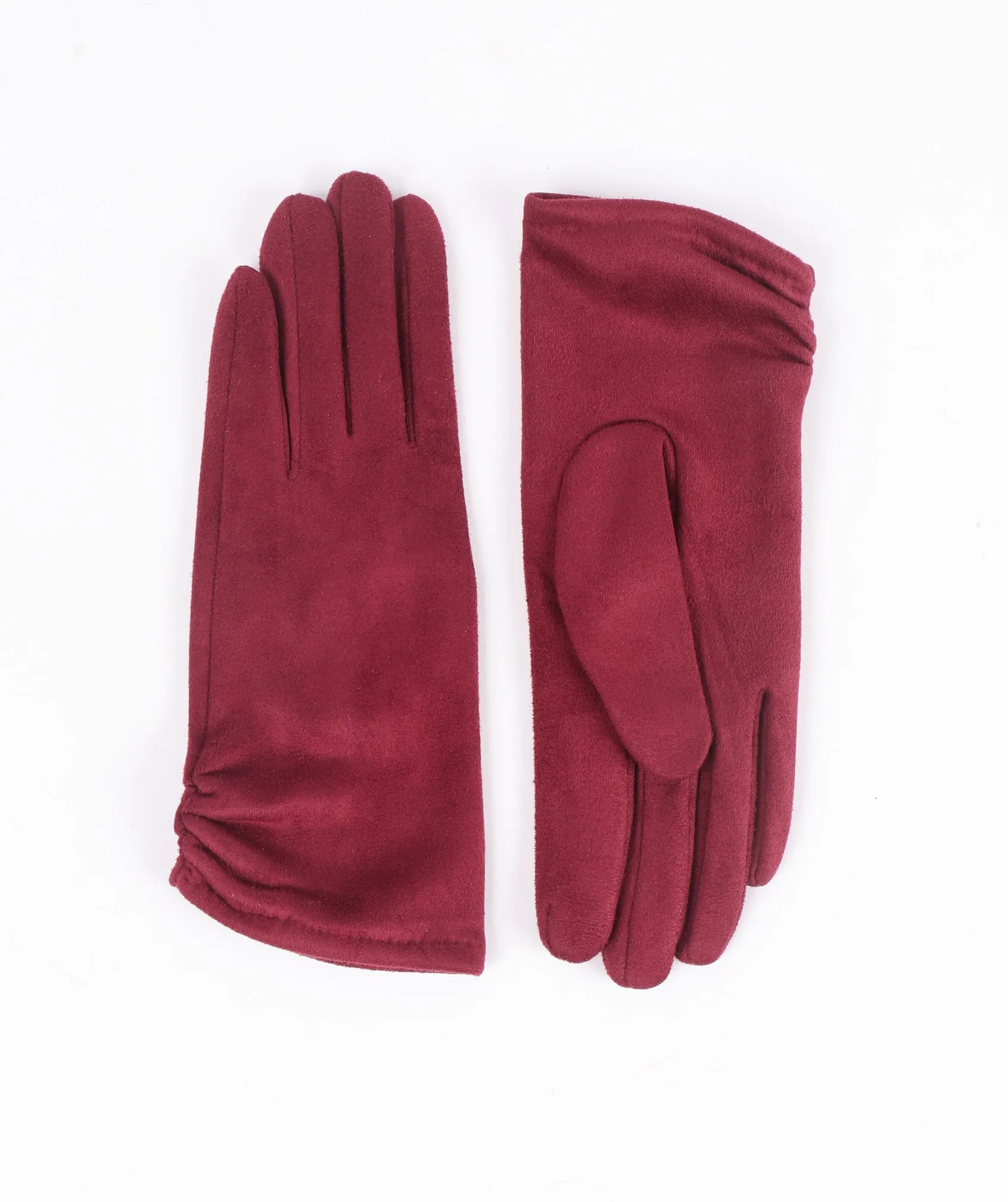 Womens Burgundy Suede Gloves