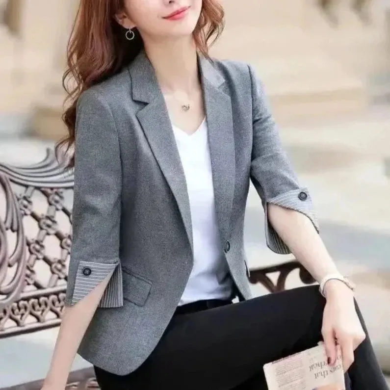 Womens Korean Theme Slim Fit Blazer Jacket