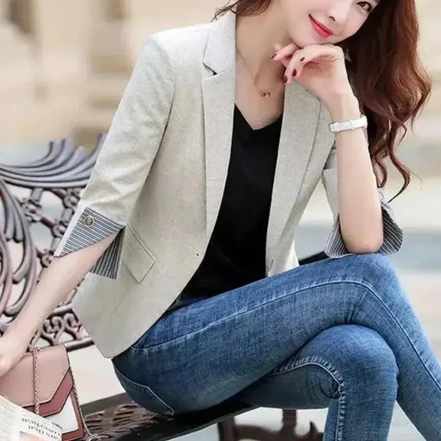 Womens Korean Theme Slim Fit Blazer Jacket