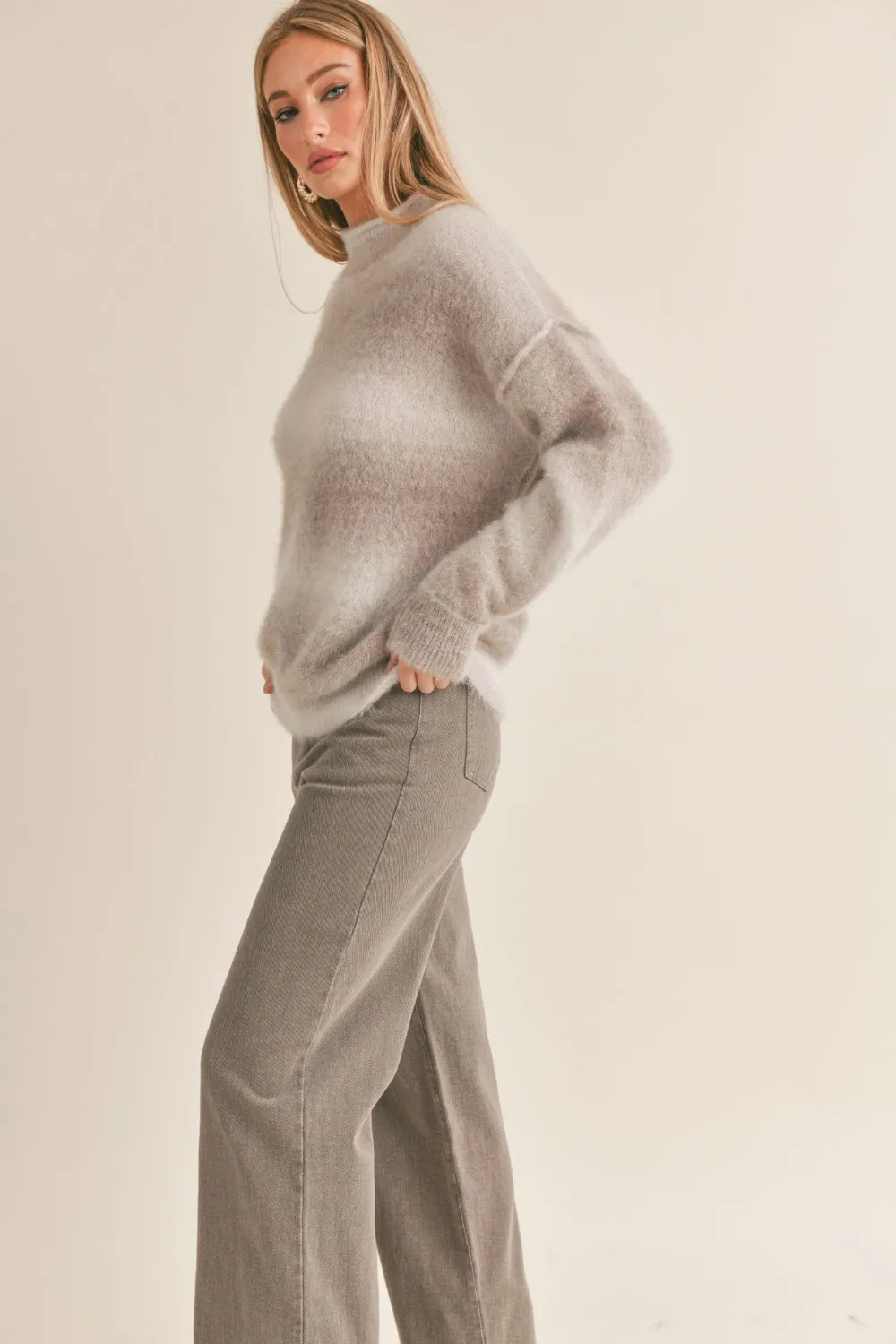 Women's Ombre Knit Sweater | Relaxed Fit | Taupe Multi