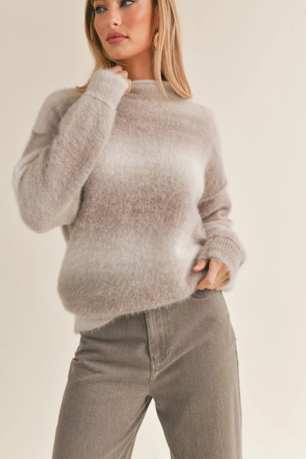 Women's Ombre Knit Sweater | Relaxed Fit | Taupe Multi