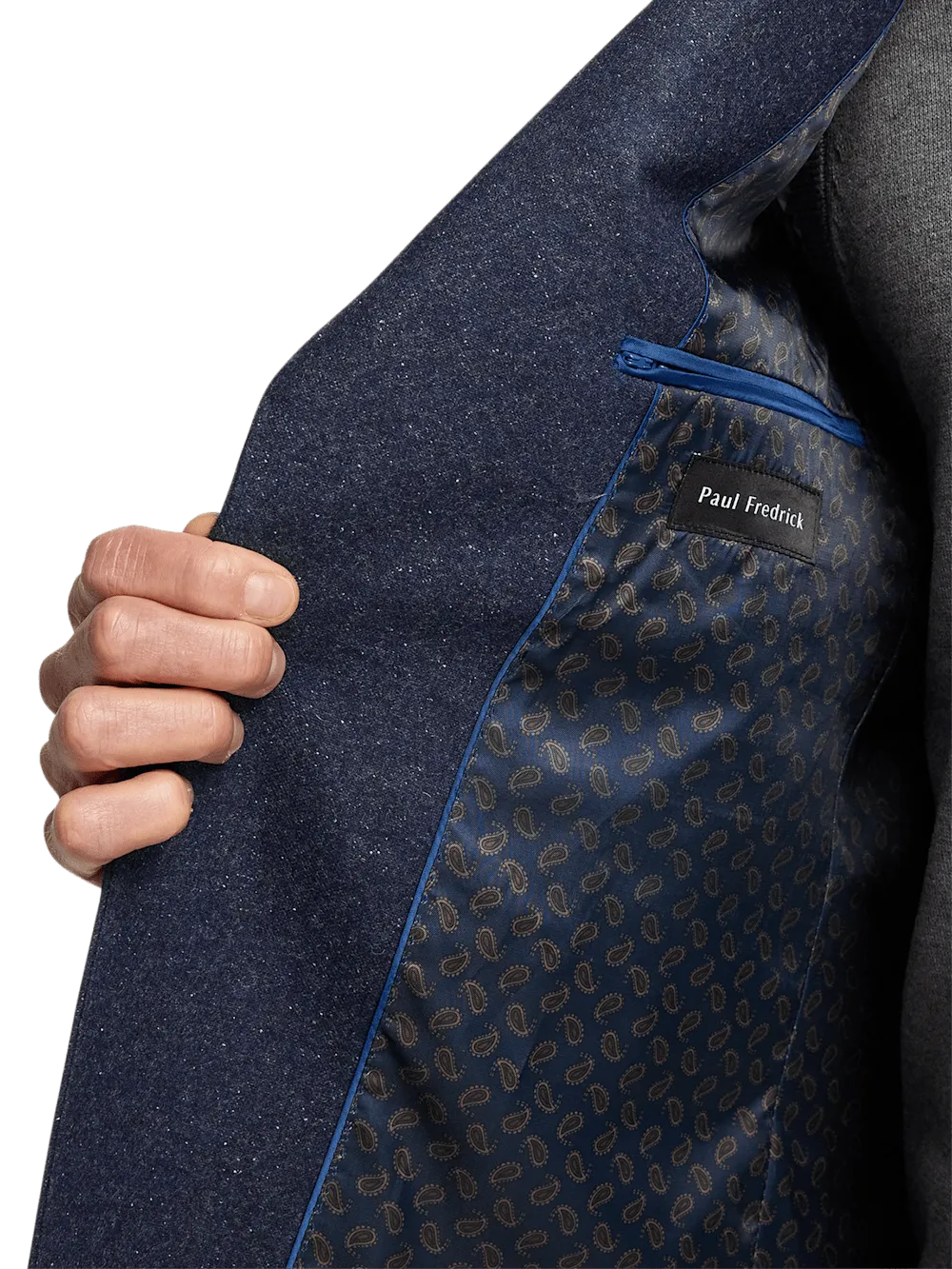 Wool Blend Donegal Single Breasted Notch Lapel Sport Coat - Navy