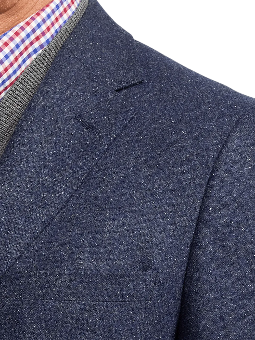 Wool Blend Donegal Single Breasted Notch Lapel Sport Coat - Navy