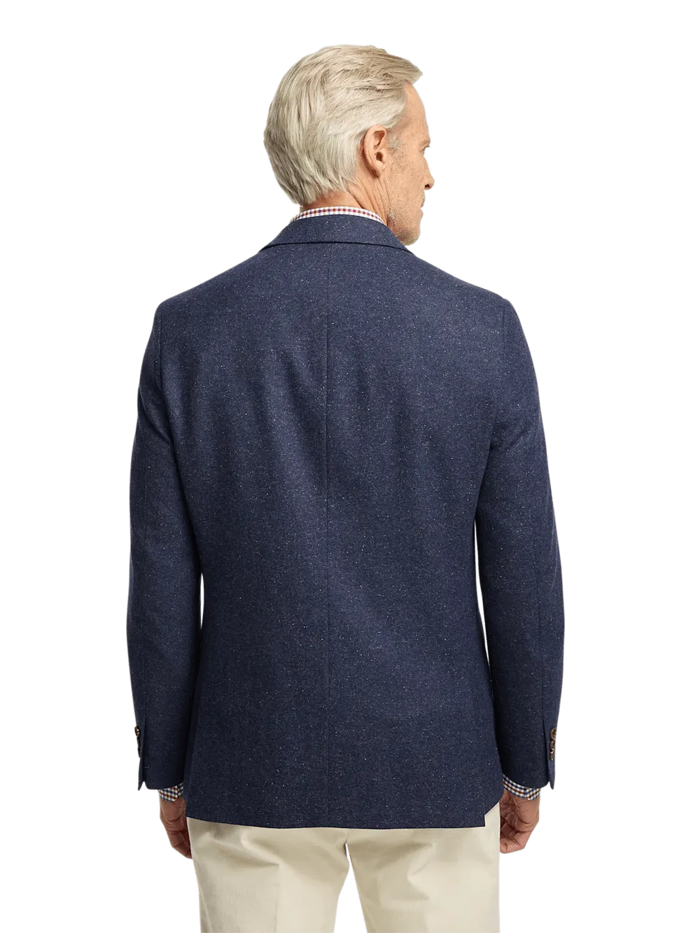 Wool Blend Donegal Single Breasted Notch Lapel Sport Coat - Navy