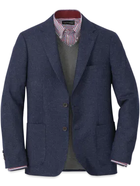 Wool Blend Donegal Single Breasted Notch Lapel Sport Coat - Navy