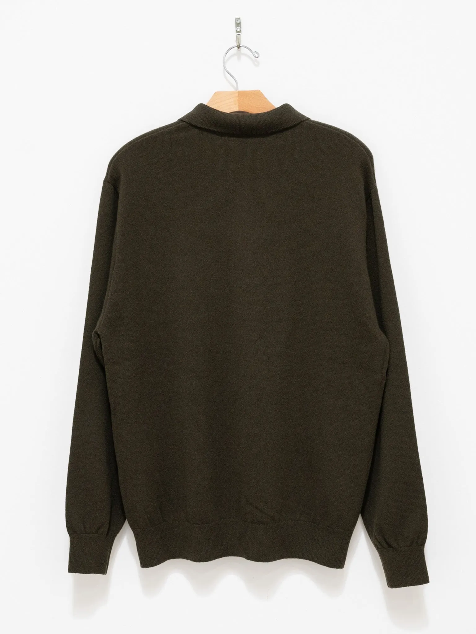 Wool Cashmere Knit Polo - Olive Green