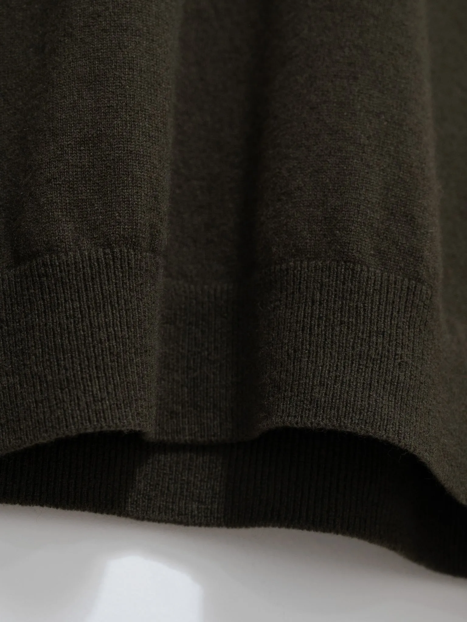 Wool Cashmere Knit Polo - Olive Green