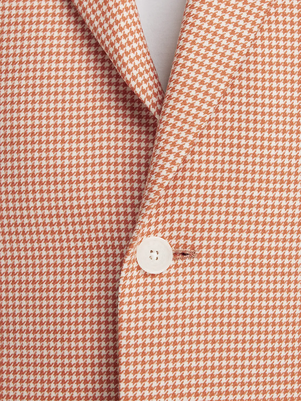 Wool Houndstooth Single Breasted Peak Lapel Sport Coat - Melon