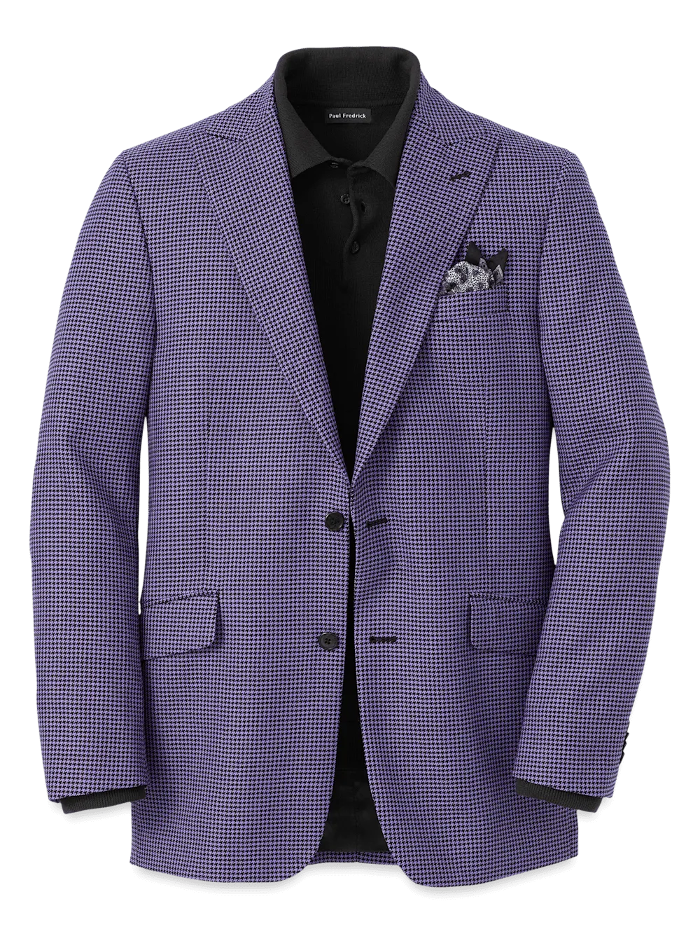 Wool Houndstooth Single Breasted Peak Lapel Sport Coat - Purple