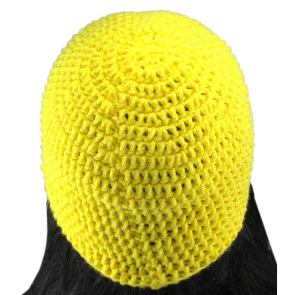 Yellow Crochet Beanie Hat Medium/Large - JMCH08