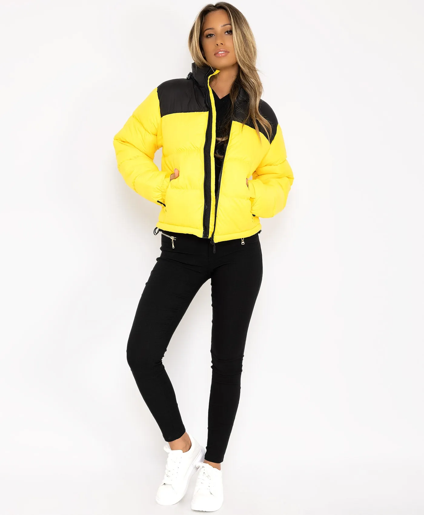 Yellow Two Tone Padded Quilted Puffer Jacket